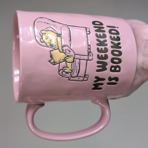 Disney Winnie The Pooh MY WEEKEND IS BOOKED Reading Pooh Bear Mug 🐻📚 - Picture 3 of 6